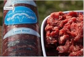 Blue Ridge Frozen Beef dog food..